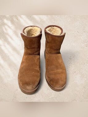 UGG Kristin Chestnut Suede Mini Wedge Boots Size 6.5